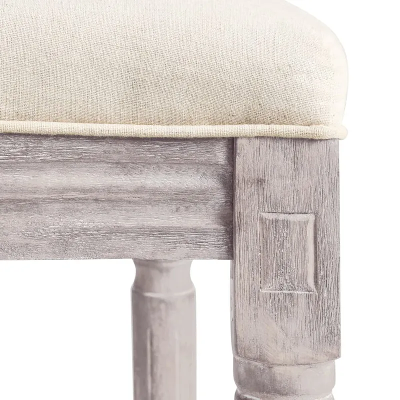 Lot de 2 tabourets de bar chaises hautes avec dossier design classique en bois et tissu blanc DEC029611