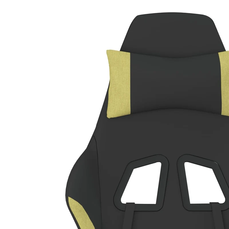 Fauteuil de bureau chaise gaming avec coussin lombaire avec repose-pieds en tissu noir et vert clair DEC025846