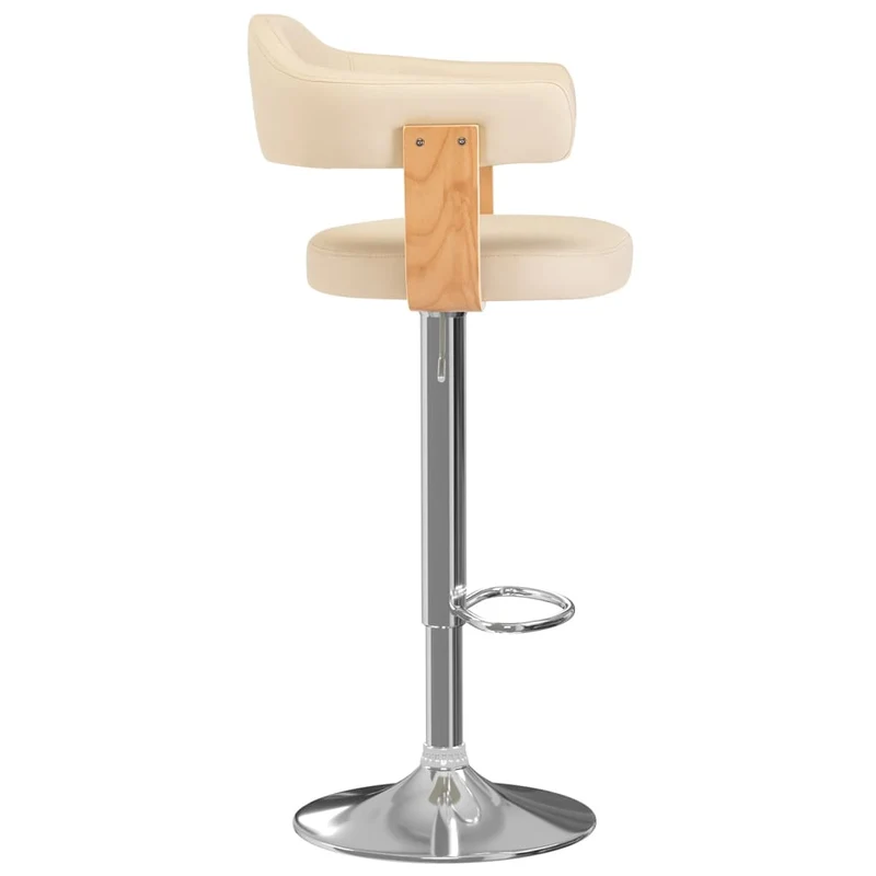Lot de 2 tabourets de bar chaises hautes design rétro en bois courbé PVC crème et fer DEC029647