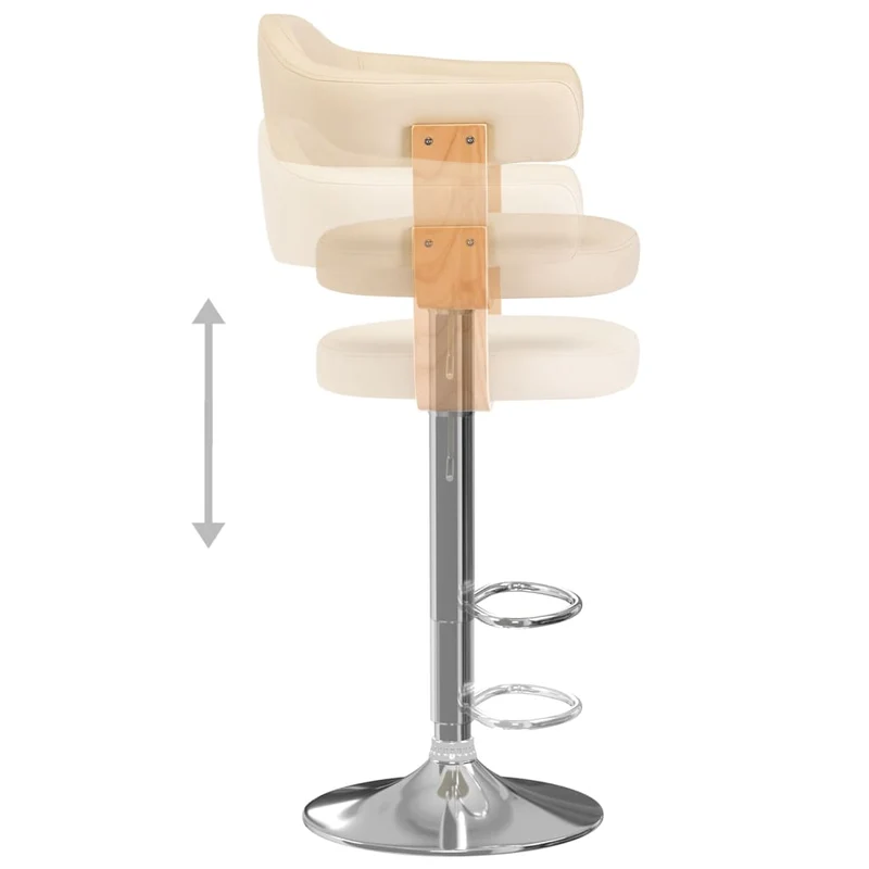 Lot de 2 tabourets de bar chaises hautes design rétro en bois courbé PVC crème et fer DEC029647