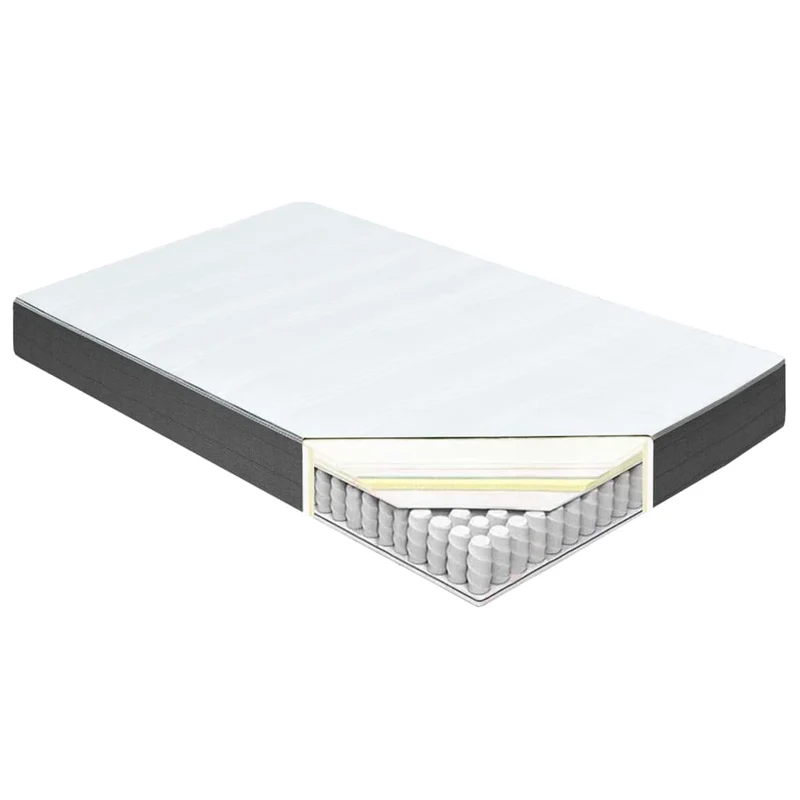 Sommier à lattes sur pieds cadre de lit avec matelas 160x200 cm tissu gris foncé TDL0208060