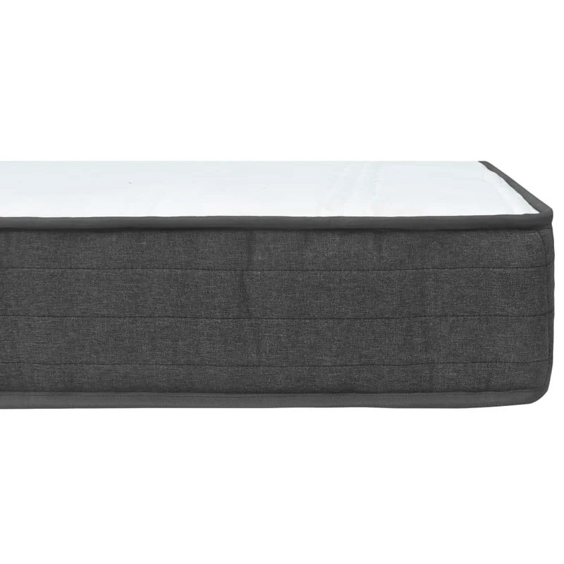 Sommier à lattes sur pieds cadre de lit avec matelas 160x200 cm tissu gris foncé TDL0208060
