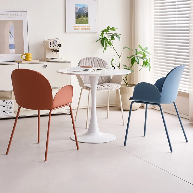 Contemporary Nordic Plastic Iron Cotton Linen Accent Chair Backrest Armrest For Living Room