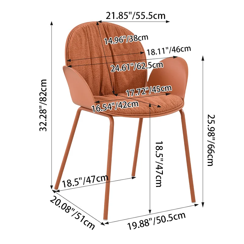 Contemporary Nordic Plastic Iron Cotton Linen Accent Chair Backrest Armrest For Living Room