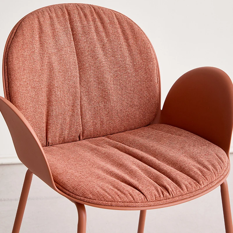 Contemporary Nordic Plastic Iron Cotton Linen Accent Chair Backrest Armrest For Living Room