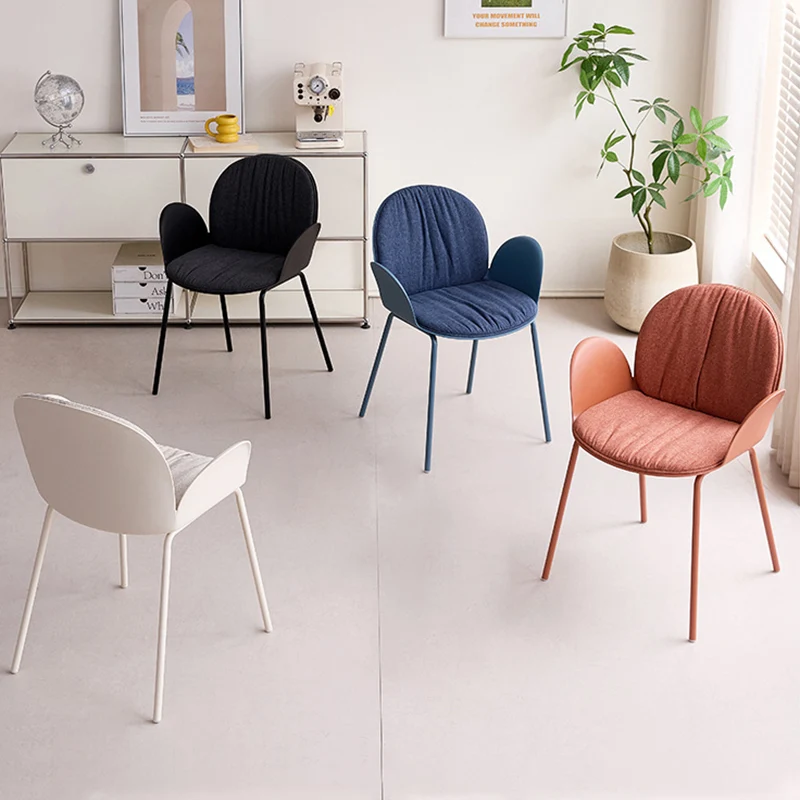 Contemporary Nordic Plastic Iron Cotton Linen Accent Chair Backrest Armrest For Living Room
