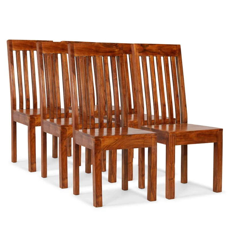 Lot de 6 chaises de salle à manger design épuré et moderne en bois d'acacia brun DEC025681