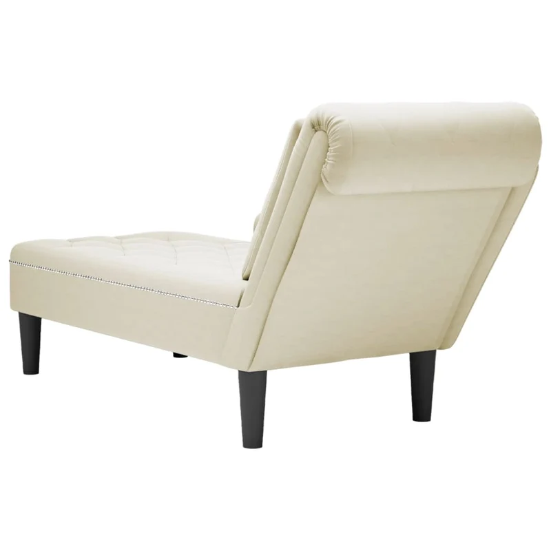 Méridienne chaise longue pour intérieur avec coussin et accoudoir droit en velours crème velours DEC026254