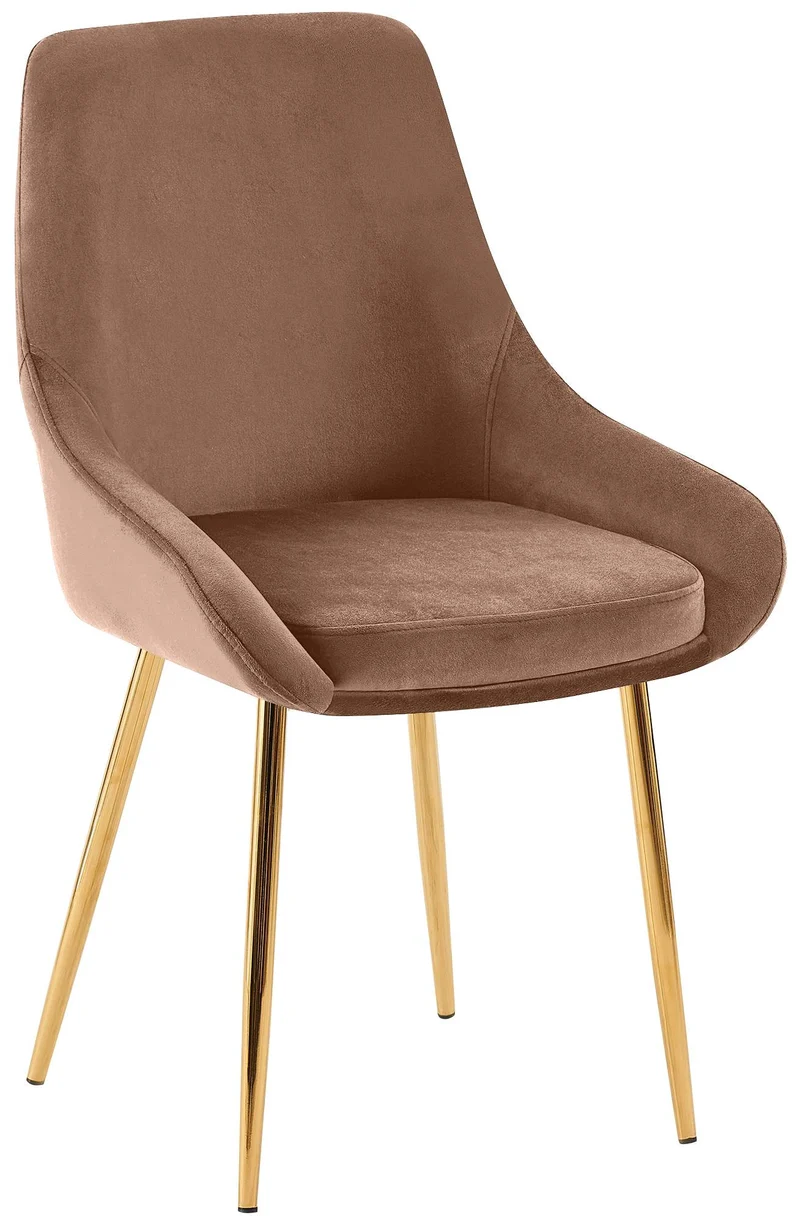 Lot de 2 chaises de salle à manger élégance confort design moderne en velours marron structure métallique doré 10_0007629