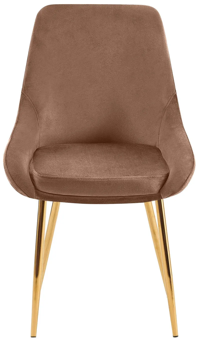 Lot de 2 chaises de salle à manger élégance confort design moderne en velours marron structure métallique doré 10_0007629