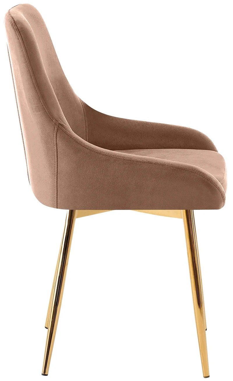 Lot de 2 chaises de salle à manger élégance confort design moderne en velours marron structure métallique doré 10_0007629