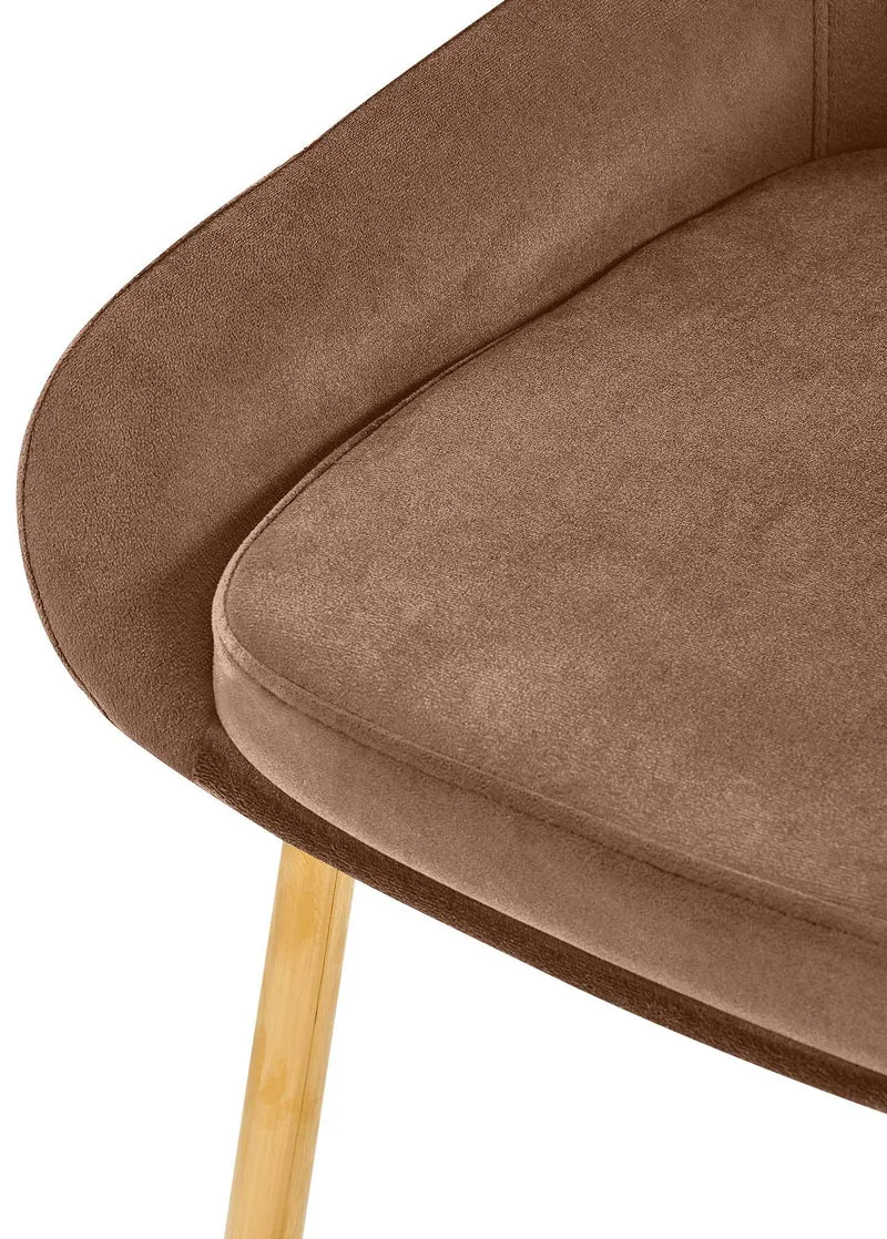 Lot de 2 chaises de salle à manger élégance confort design moderne en velours marron structure métallique doré 10_0007629