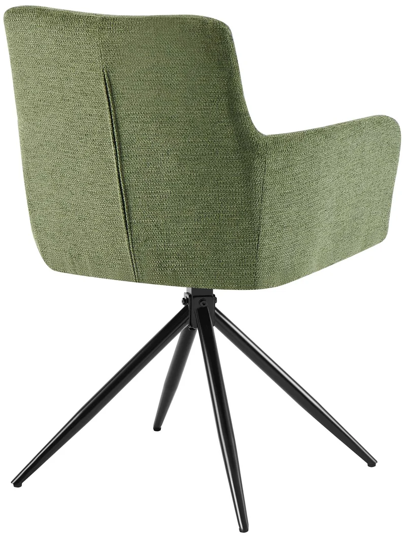 Lot de 2 chaises de salle à manger moderne et confort mécanisme de rotation à 180° en tissu vert et métal 10_0007862