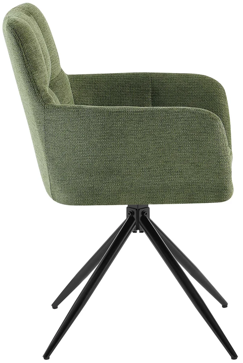 Chaise de salle à manger x1 moderne et confort mécanisme de rotation à 180° en tissu vert et métal 10_0007820