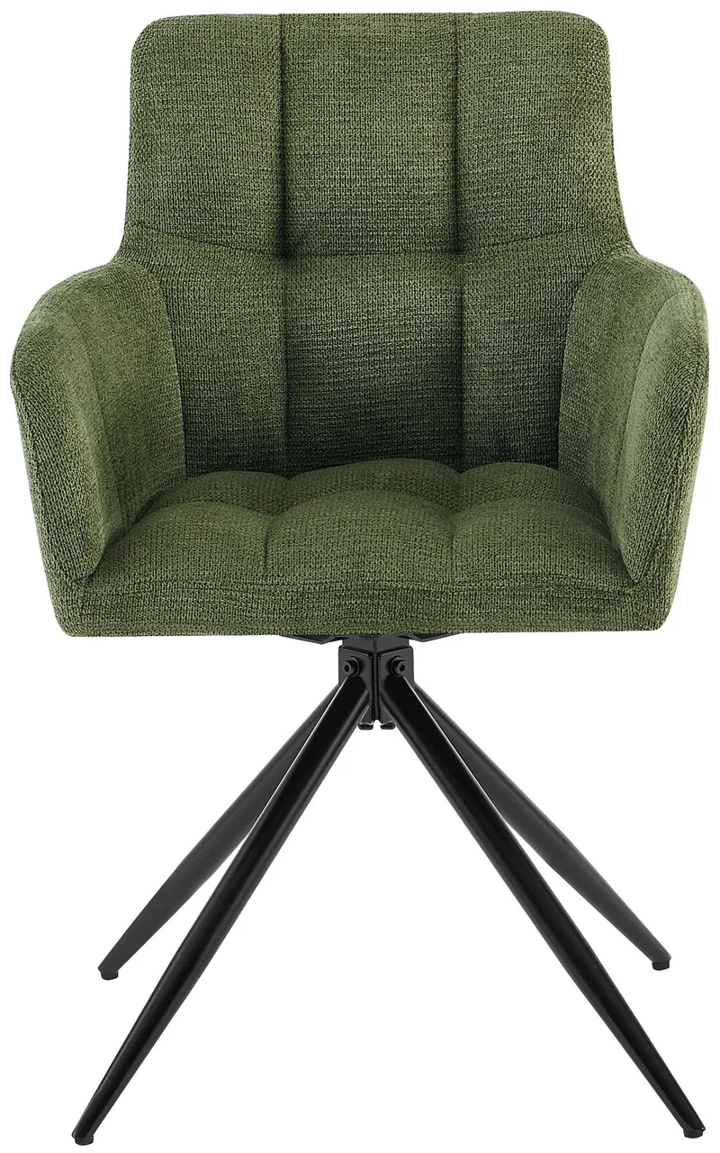 Chaise de salle à manger x1 moderne et confort mécanisme de rotation à 180° en tissu vert et métal 10_0007820