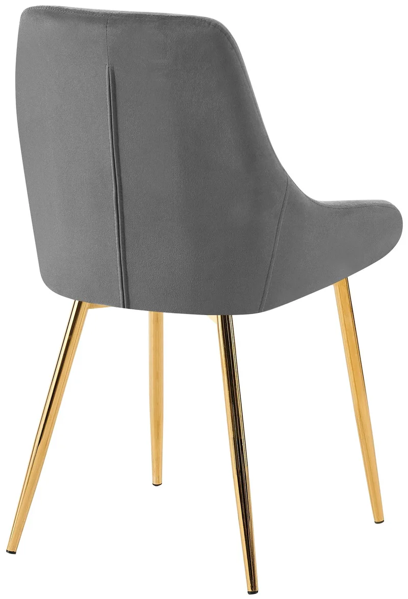Chaise de salle à manger x1 élégance confort design moderne en velours gris foncé structure métallique doré 10_0007429