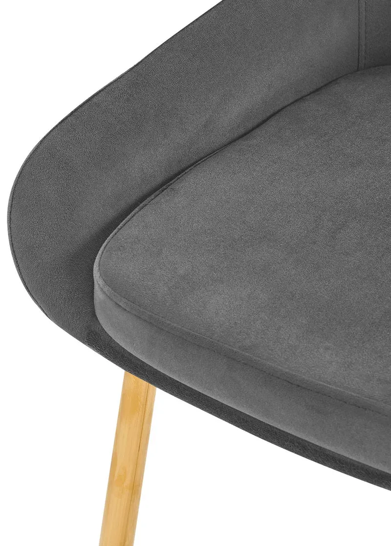 Chaise de salle à manger x1 élégance confort design moderne en velours gris foncé structure métallique doré 10_0007429
