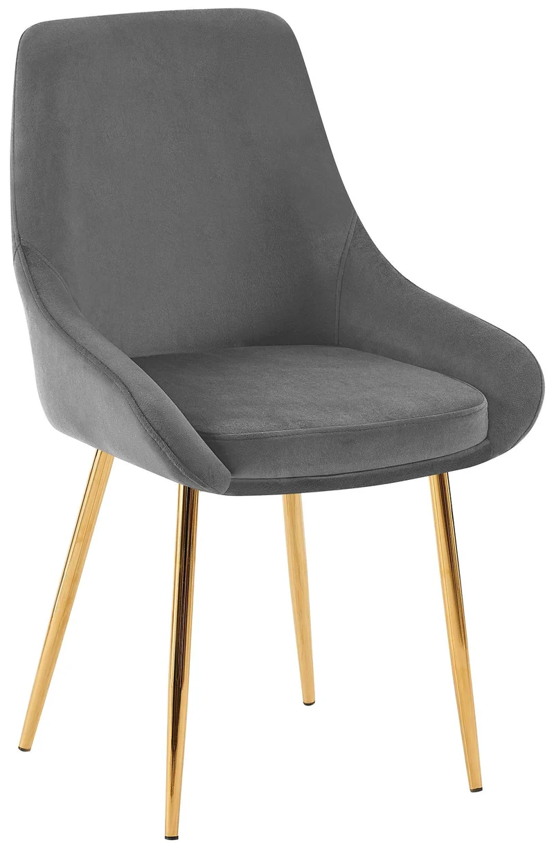Lot de 2 chaises de salle à manger élégance confort design moderne en velours gris foncé structure métallique doré 10_0007654