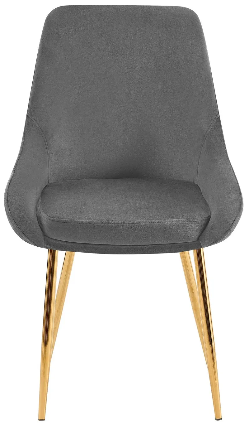 Lot de 2 chaises de salle à manger élégance confort design moderne en velours gris foncé structure métallique doré 10_0007654
