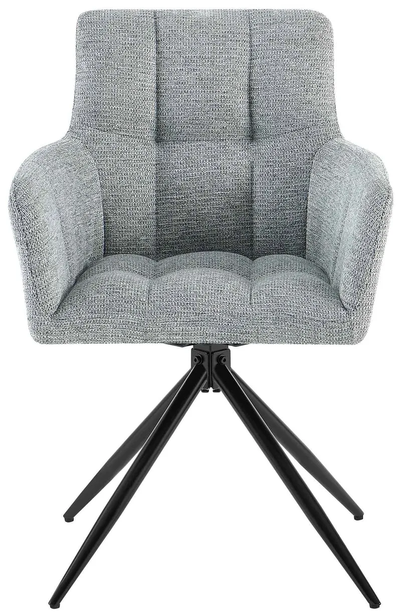 Lot de 2 chaises de salle à manger moderne et confort mécanisme de rotation à 180° en tissu gris clair et métal 10_0007536