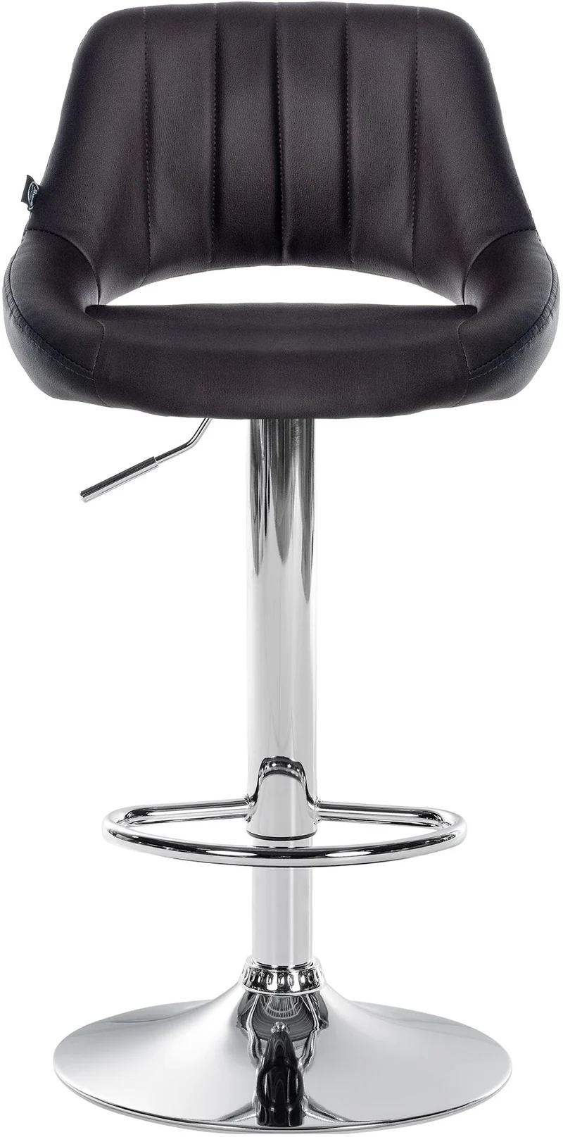Tabouret de bar x1 avec repose-pieds pivotant et réglable en PVC marron et métal 10_0005209