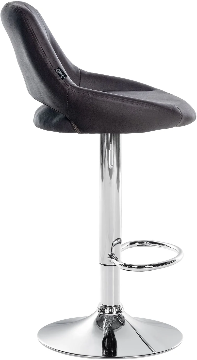 Tabouret de bar x1 avec repose-pieds pivotant et réglable en PVC marron et métal 10_0005209