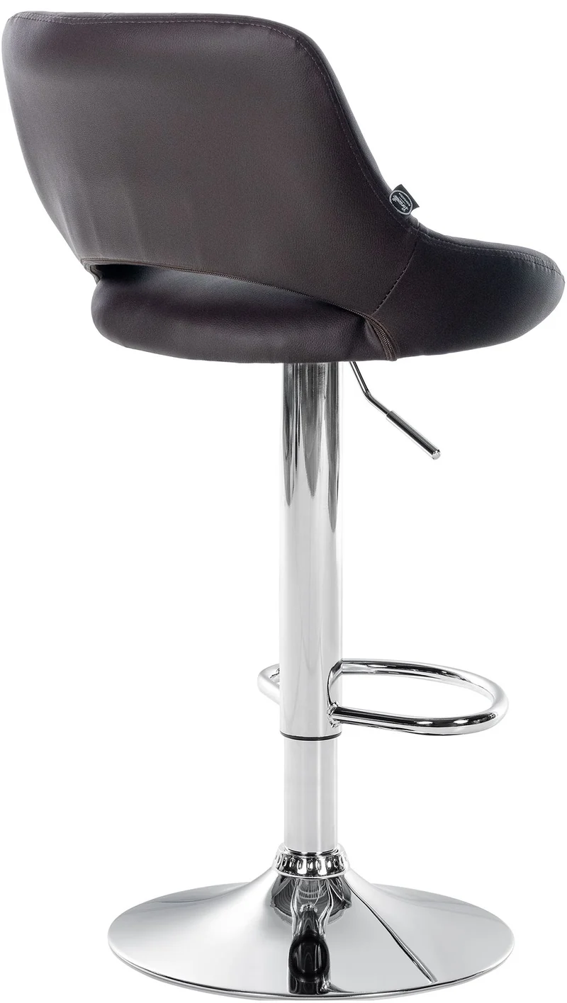 Tabouret de bar x1 avec repose-pieds pivotant et réglable en PVC marron et métal 10_0005209