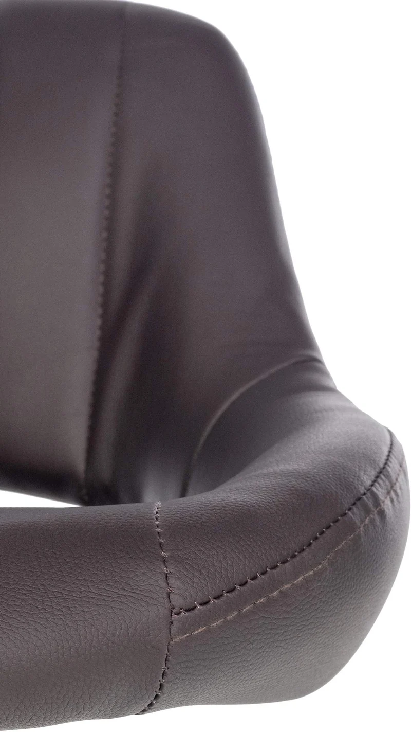 Tabouret de bar x1 avec repose-pieds pivotant et réglable en PVC marron et métal 10_0005209