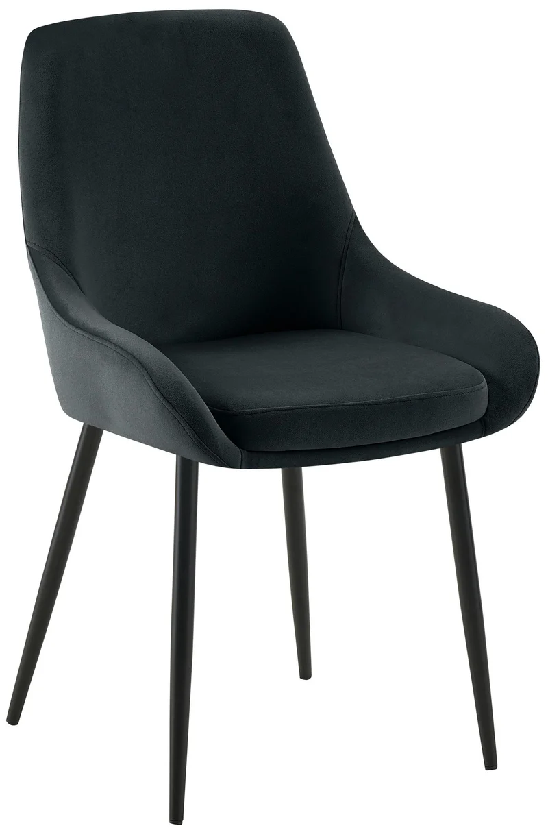 Lot de 2 chaises de salle à manger élégance confort design moderne en velours noir structure métallique noir 10_0007674