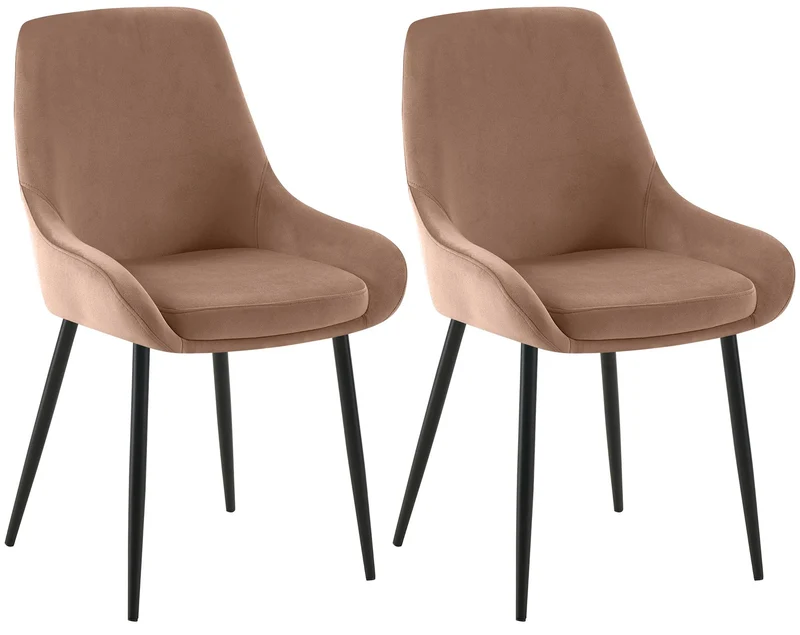 Lot de 2 chaises de salle à manger élégance confort design moderne en velours marron structure métallique noir 10_0007630