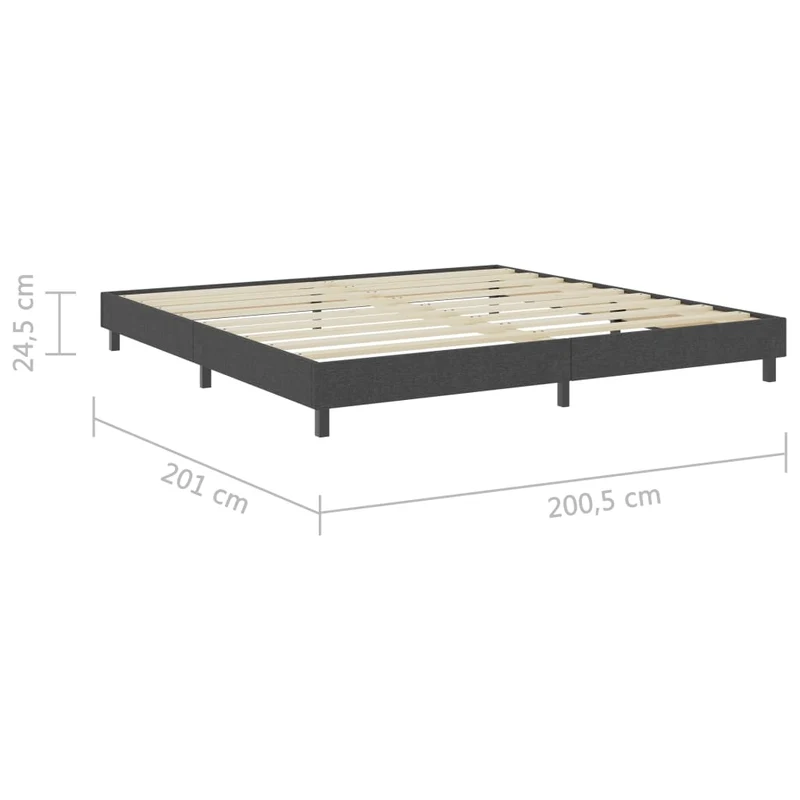 Sommier à lattes sur pieds cadre de lit 200x200 cm tissu gris TDL0208027