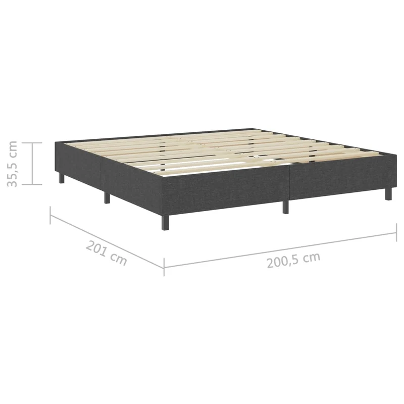 Sommier à lattes sur pieds cadre de lit 200x200 cm tissu gris TDL0208028