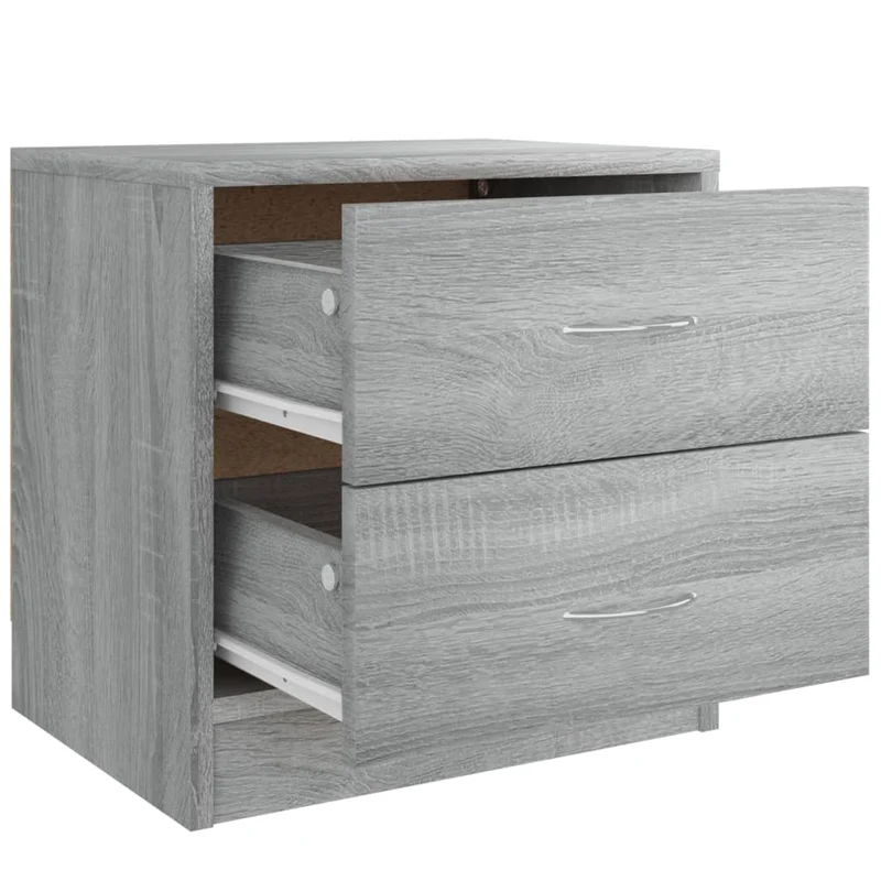 Lot de 2 tables de chevet avec deux tiroirs 40 x 30 x 40 cm bois ingénierie gris DEC035661