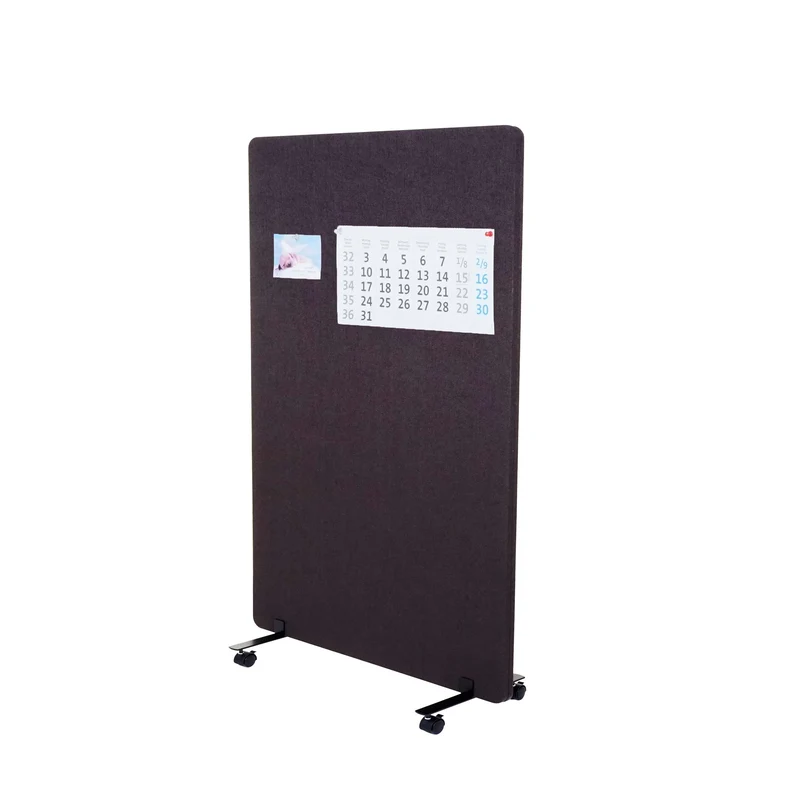 Cloison acoustique paravent de bureau séparateur de pièce tableau d'affichage à double paroi 127x80 cm en tissu marron-gris 04_0006426