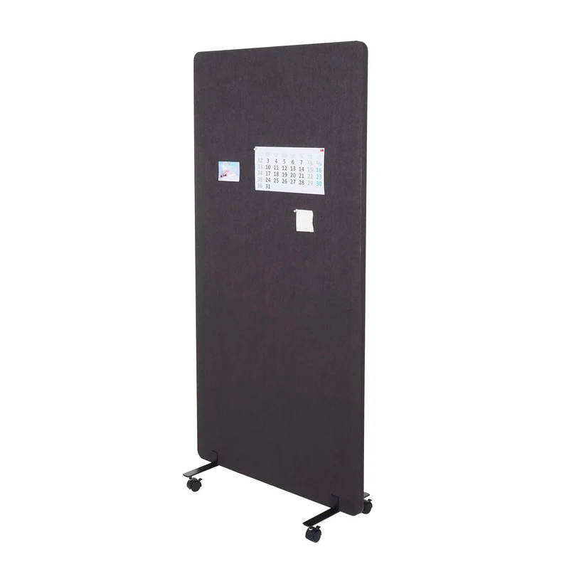 Cloison acoustique paravent de bureau séparateur de pièce panneau d'affichage à double paroi 167 x 80 cm tissu marron-gris 04_0006423