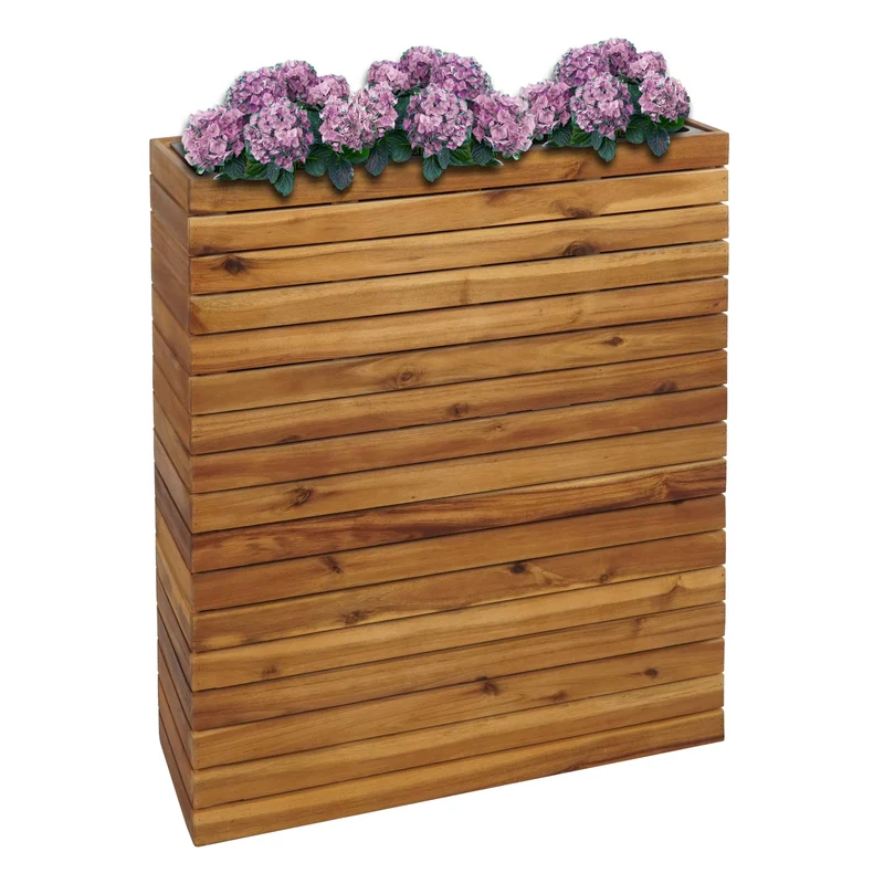 Jardinière pot de fleur 77 x 63 x 23 cm extérieur bois d'acacia marron 04_0007215