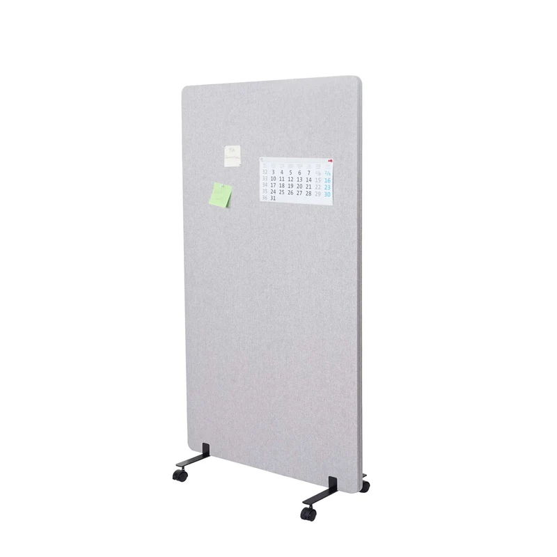 Cloison acoustique paravent de bureau séparateur de pièce panneau d'affichage à double paroi tiss gris 147x80 cm 04_0006419