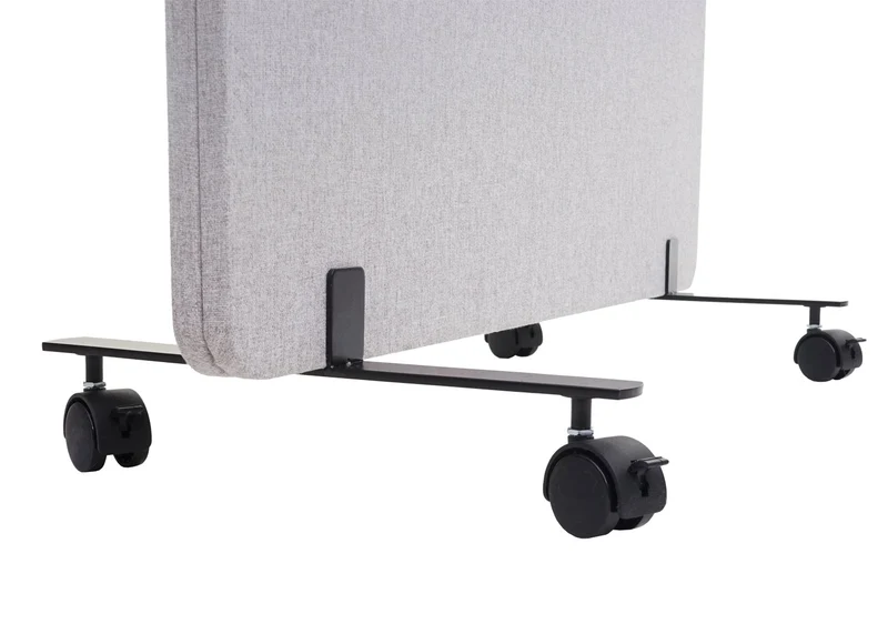 Cloison acoustique paravent de bureau séparateur de pièce panneau d'affichage à double paroi tiss gris 147x80 cm 04_0006419