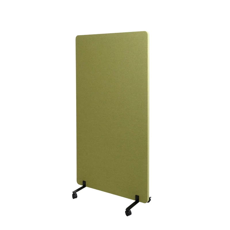 Cloison acoustique double paroi paravent de bureau séparateur de pièce panneau d'affichage en tissu vert 147x80 cm 04_0006421