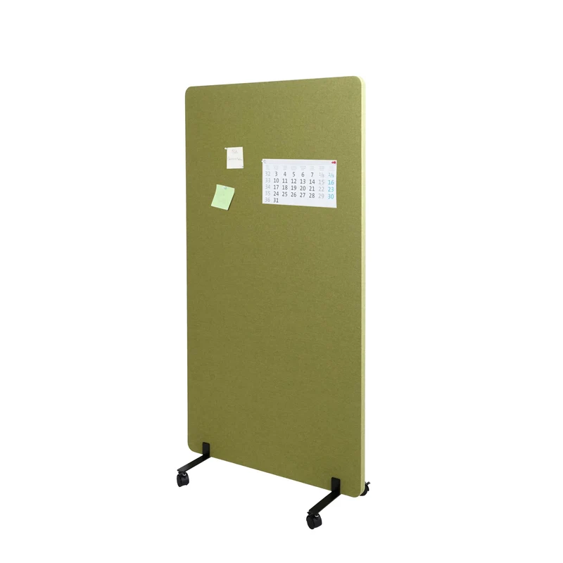 Cloison acoustique double paroi paravent de bureau séparateur de pièce panneau d'affichage en tissu vert 147x80 cm 04_0006421