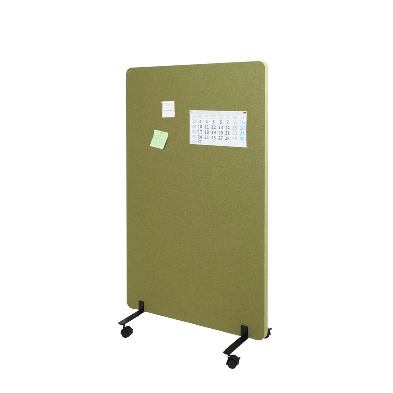 Cloison acoustique à double paroi paravent de bureau séparateur de pièce panneau d'affichage tissu/textile 127x80 cm vert 04_0006418