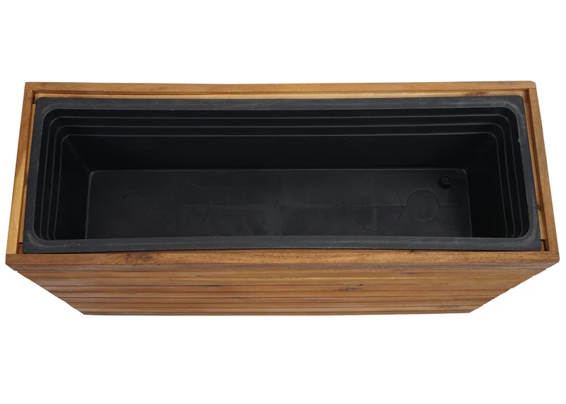 Lot de 2 jardinières bacs à plantes pour extérieur en bois d'acacia marron 04_0007412