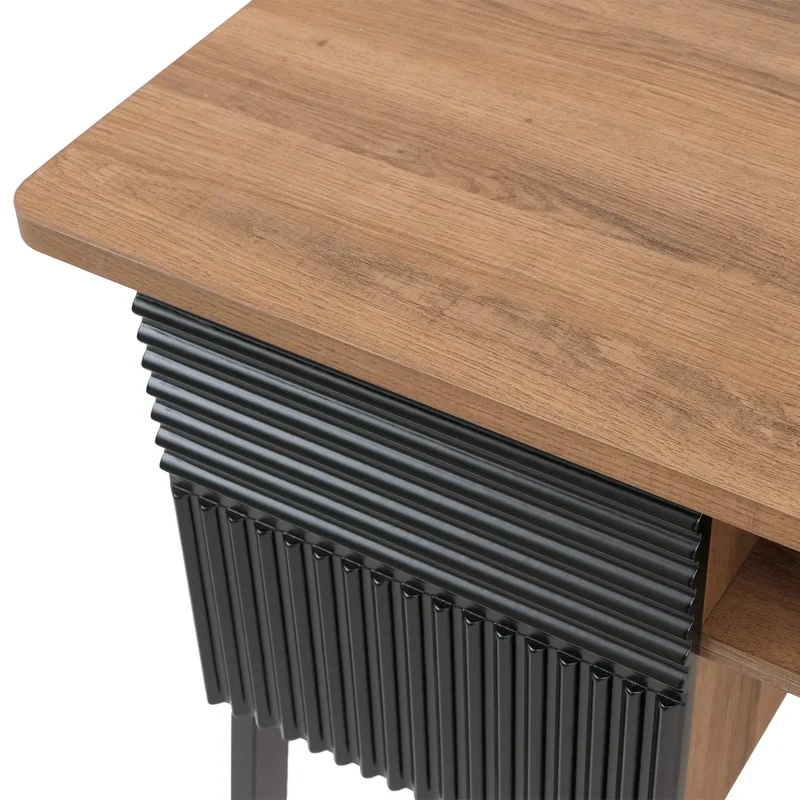 Bureau informatique avec rangements MDF avec revêtement mélaminé et structure métal 78x120x60 cm finition bois naturel 04_0009205