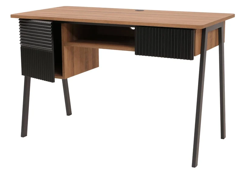 Bureau informatique avec rangements MDF avec revêtement mélaminé et structure métal 78x120x60 cm finition bois naturel 04_0009205