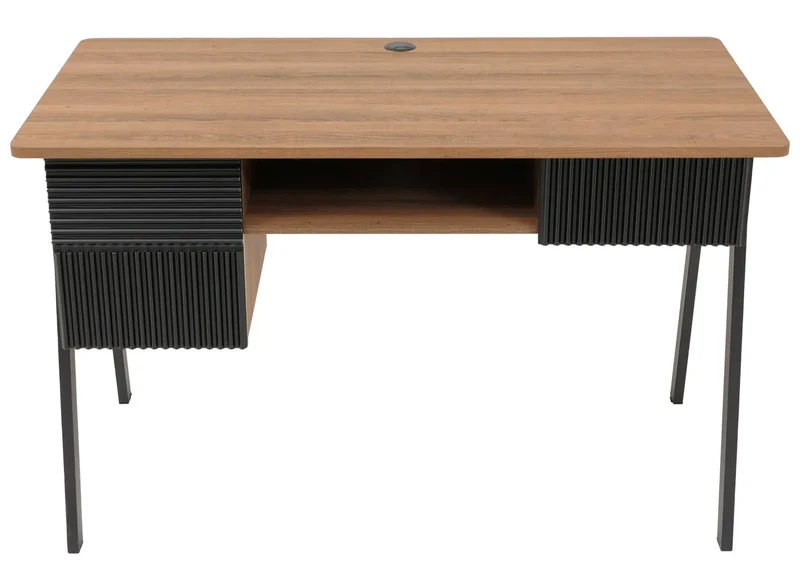 Bureau informatique avec rangements MDF avec revêtement mélaminé et structure métal 78x120x60 cm finition bois naturel 04_0009205