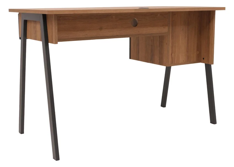 Bureau informatique avec rangements MDF avec revêtement mélaminé et structure métal 78x120x60 cm finition bois naturel 04_0009205