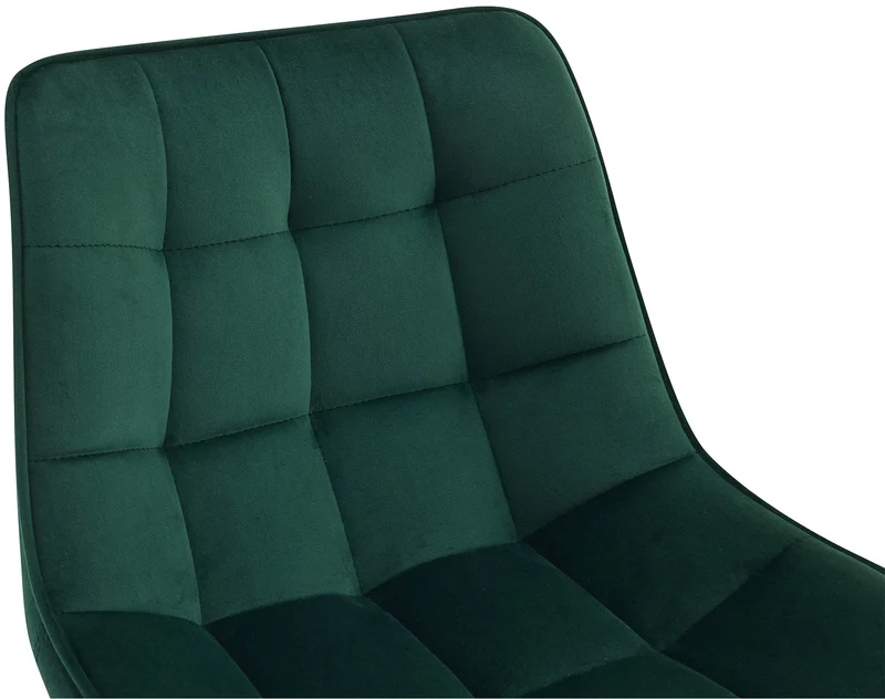 Tabouret de bar x1 coutures décoratives carrées avec repose-pieds en velours vert quatre pieds en métal 10_0006878