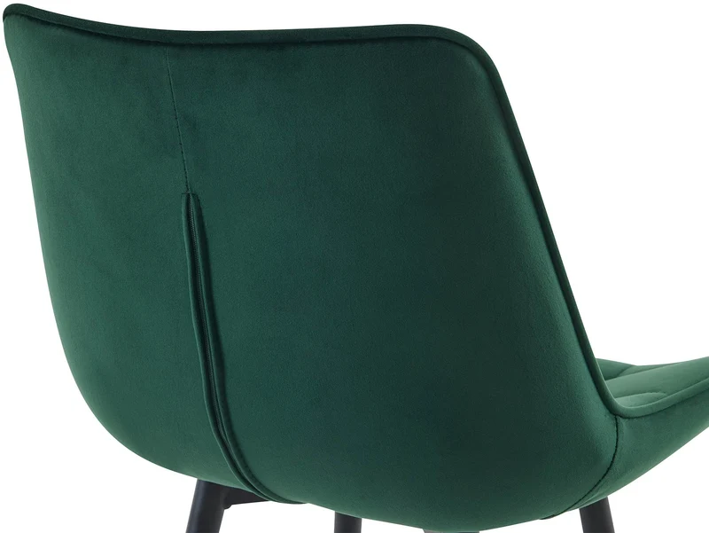 Tabouret de bar x1 coutures décoratives carrées avec repose-pieds en velours vert quatre pieds en métal 10_0006878