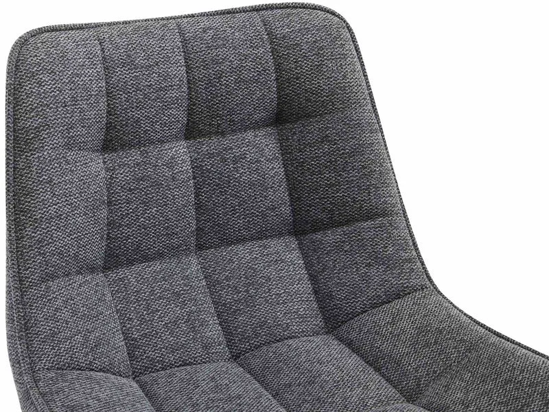 Lot de 2 tabourets de bar coutures décoratives carrées avec repose-pieds en tissu gris foncé quatre pieds en métal 10_0006536