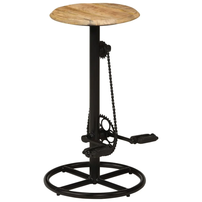 Tabourets de bar x2 chaises haute style industriel en bois de manguier et acier repose-pieds en pédales de vélo DEC029337